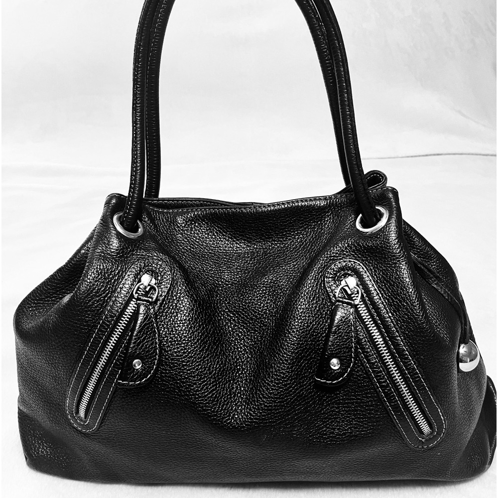 Furla Carmen Leather purse 👛 Pebbled Hobo shoulder MINT condition Black